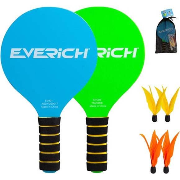 Beach Paddle Ball for Kids & Adults,Wooden Racket Paddle Game Set,Indoor&Outdoor - Picture 1 of 7